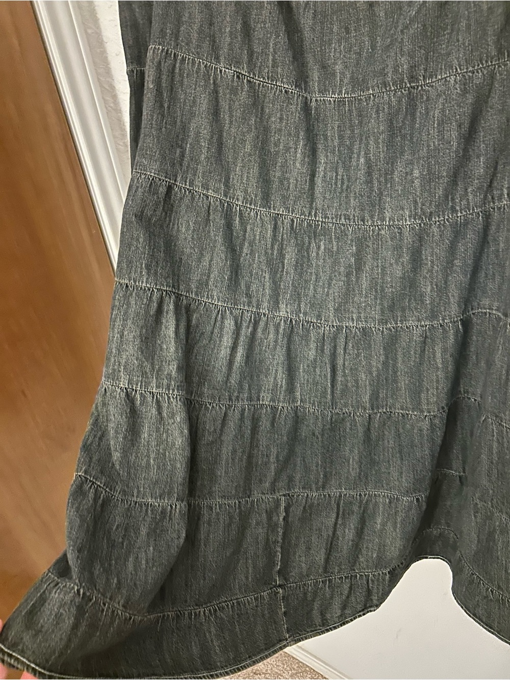 Blue Jean skirt 20.  Tiered Chambray. In great shape and soft.